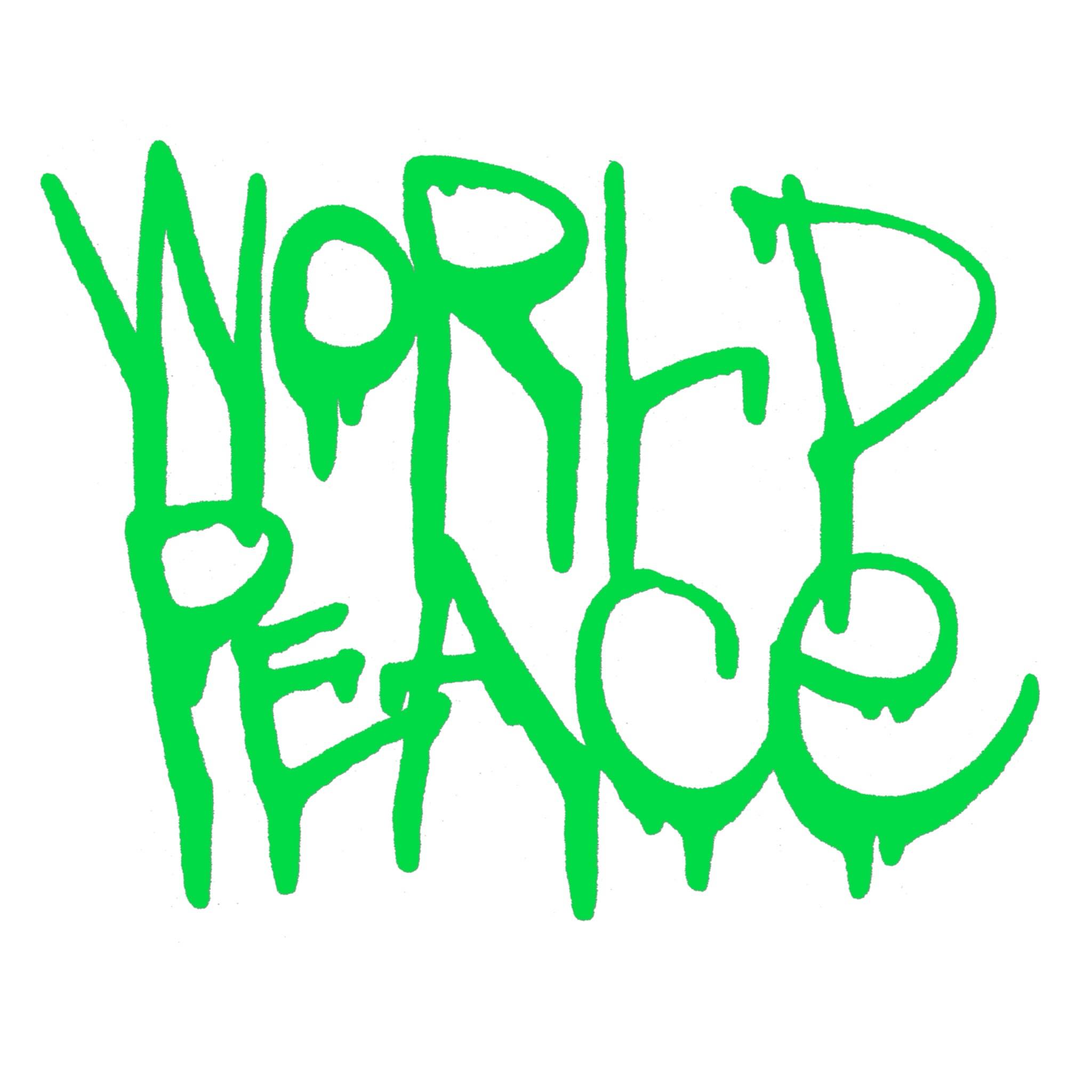 Hand-drawn green World Peace lettering by Ben Tour